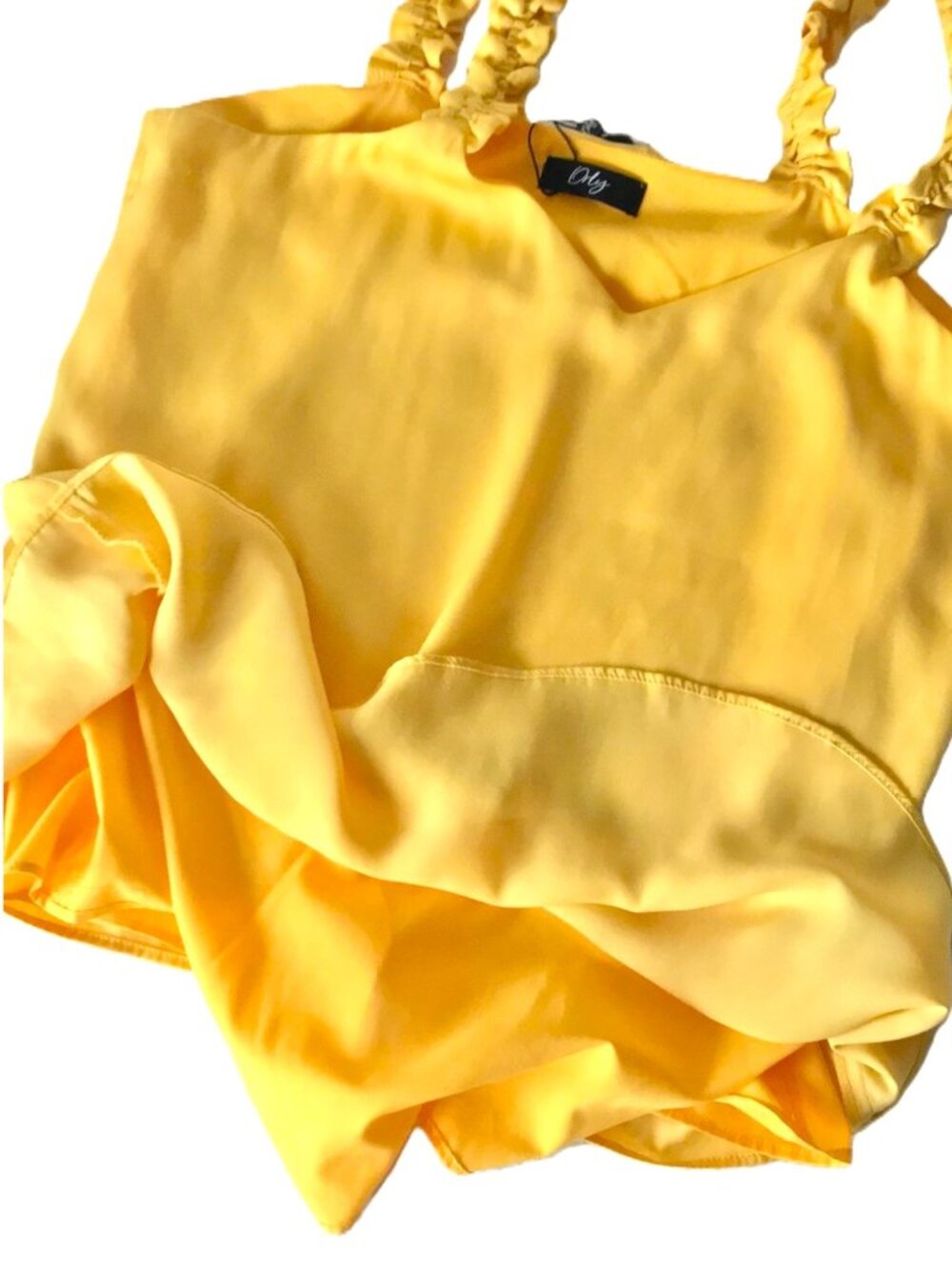 NEW Yellow Gold Silk Tank Blouse Ruffled Shoulders Fully Lined Size Medium NWT - Picture 11 of 13